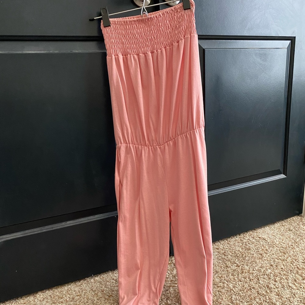Pink cropped jumpsuit